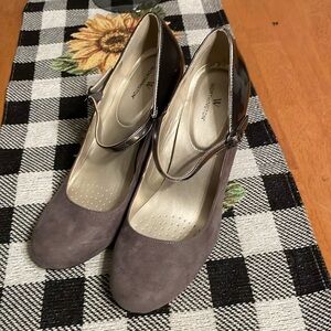 Worthington Grey Suede and silver Mary Jane’s